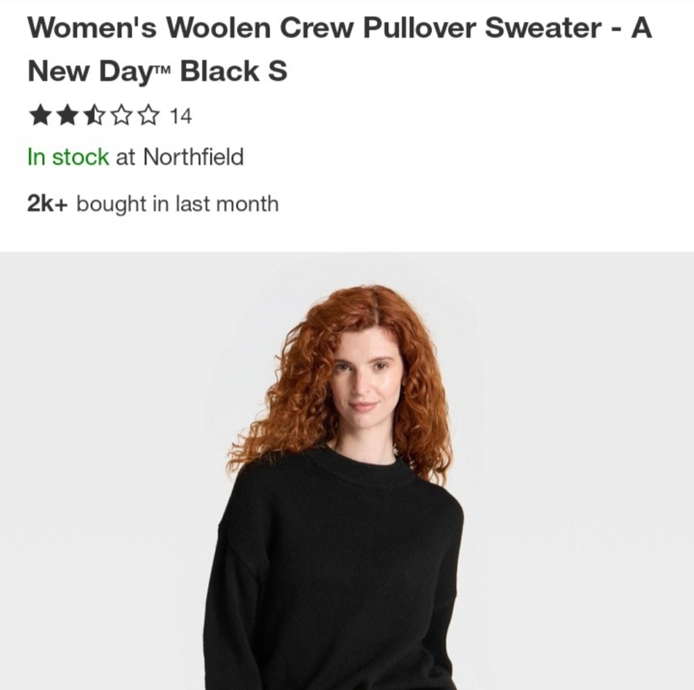 A New Day Women's Black Crew Neck Sweater